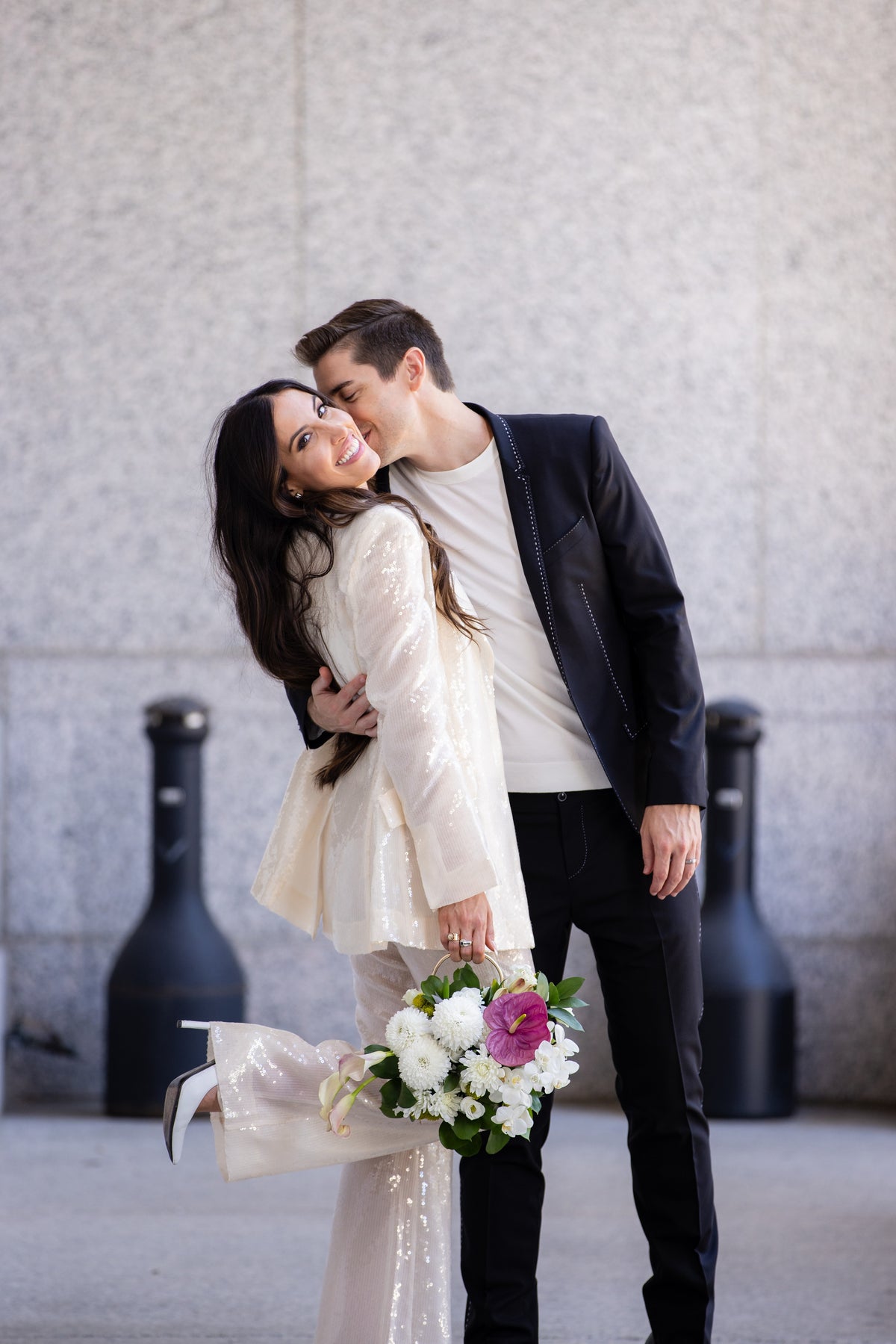 New York City Bride and Groom in suits