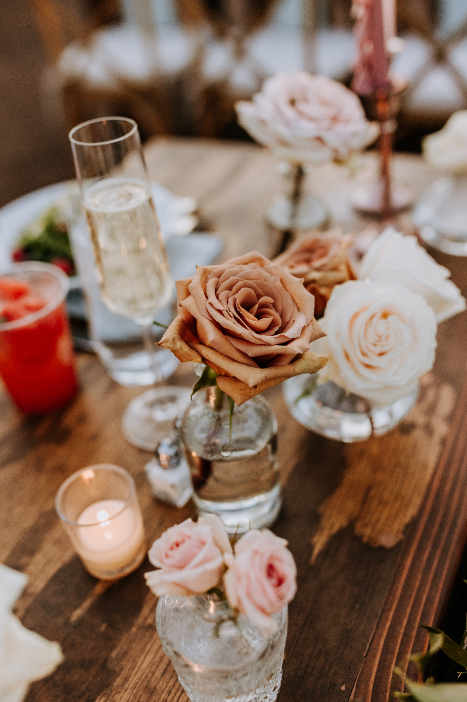 Toffee rose centerpieces